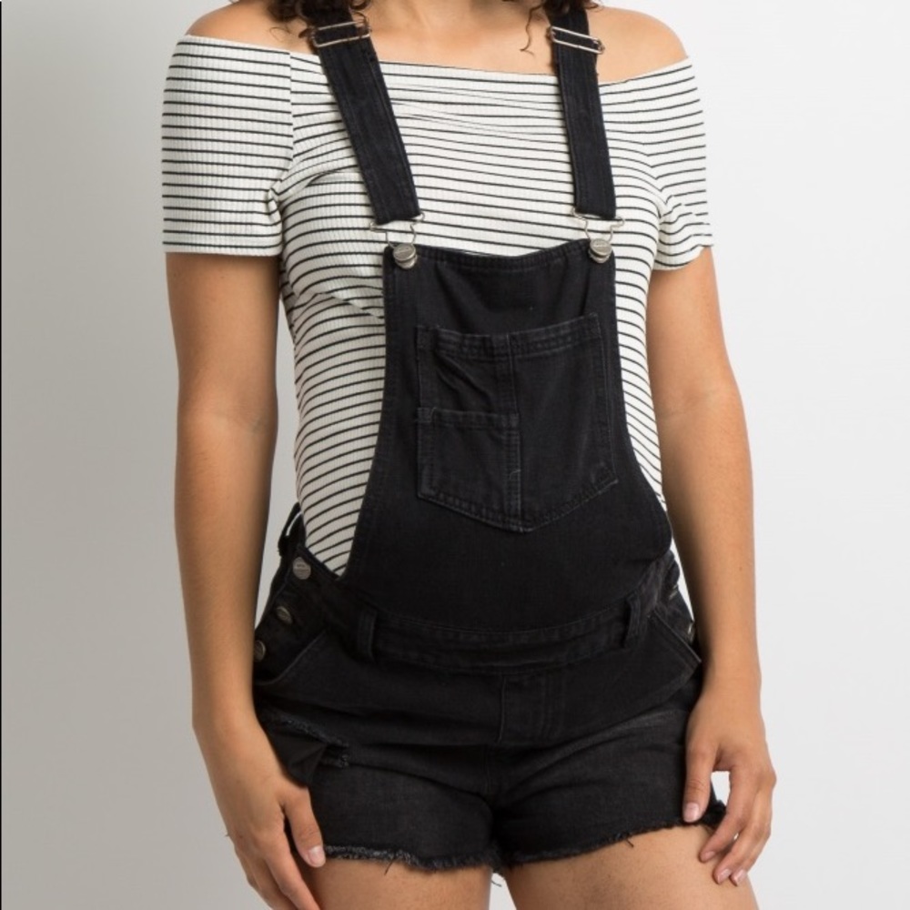 Pinkblush Short Maternity Overalls Black